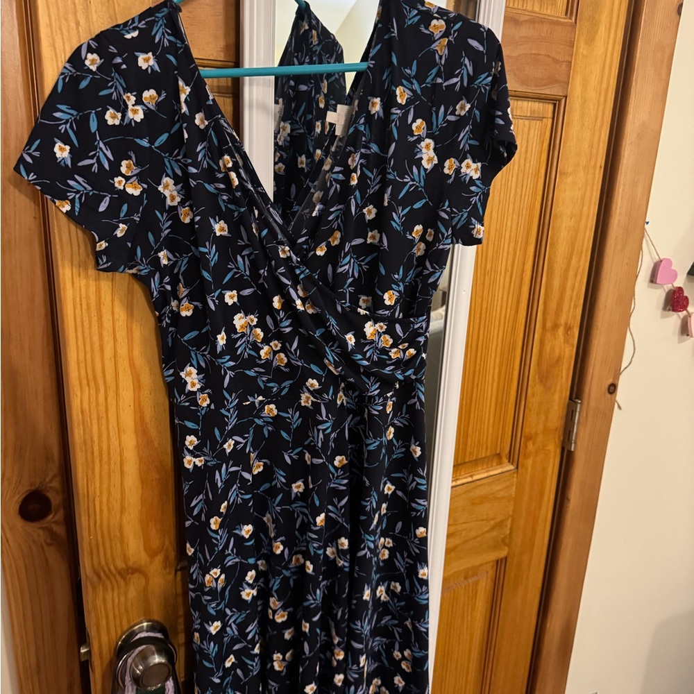Kaileigh Black and Blue Floral Maxi Dress